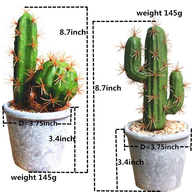 Fycooler Artificial Succulent Plants,Fake Cactus Decorative Plants - Artificial Cacti with Gray Pots Planters,Artificial Faux Cactus for Home DÃ©cor House Office Ornaments - Image 2